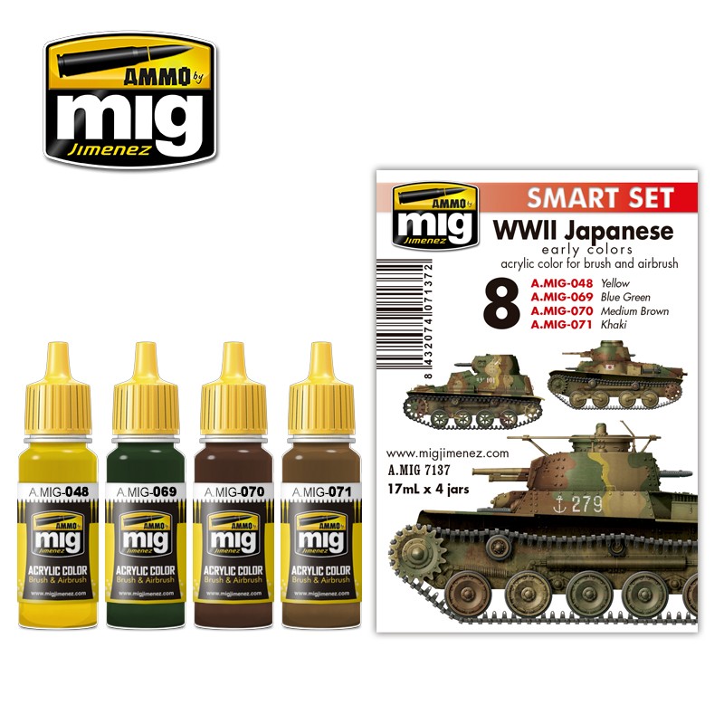 MIG7137 WWII JAPANESE AFV EARLY COLOURS ACRYLIC PAINT