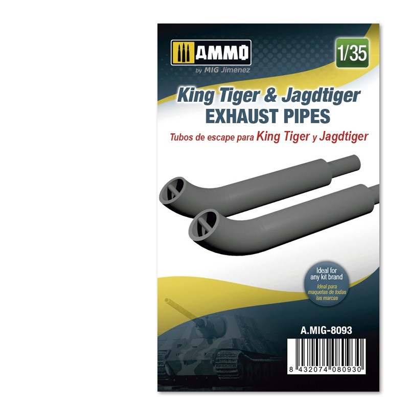 MIG8093 3D PRINTED King Tiger & Jagdtiger Exhaust Pipes 1/35