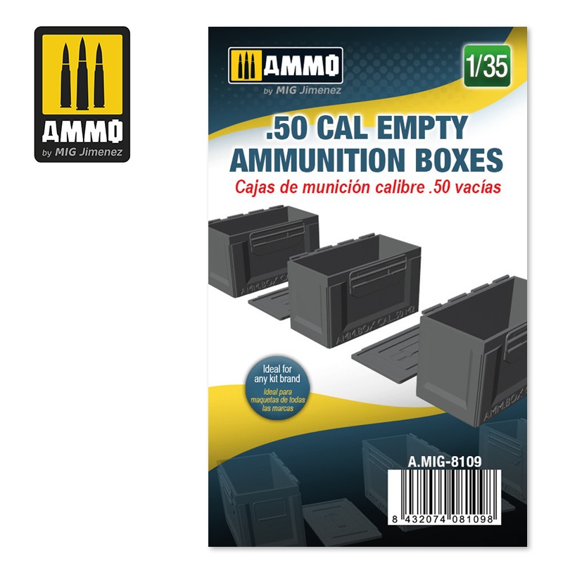 MIG8109 3D PRINTED .50 Cal Empty Ammunition Boxes  1/35