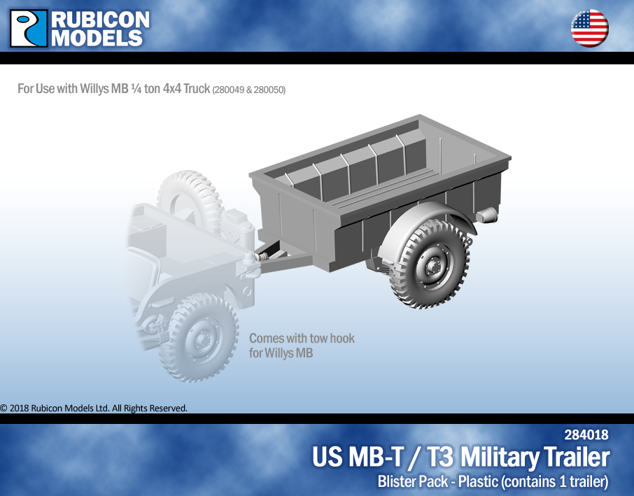 284018 Rubicon Models US Jeep MB-T / T3 Military Trailer