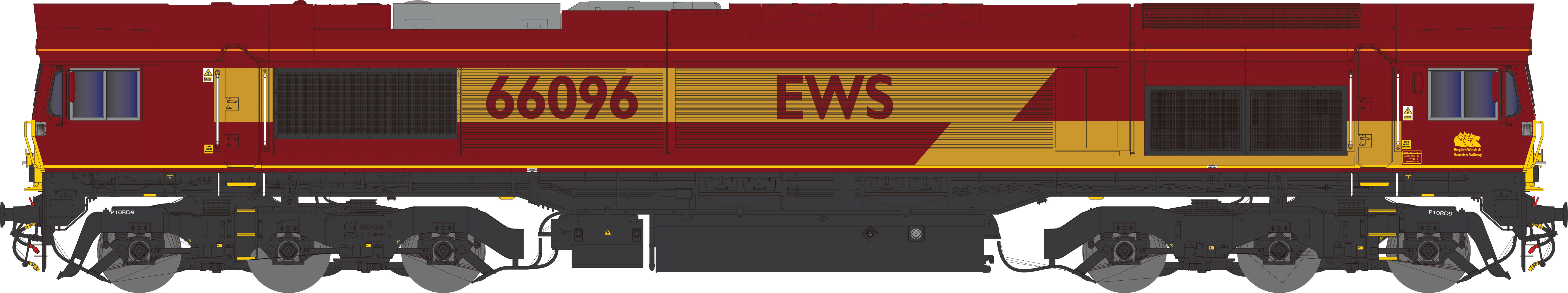 2D-066-002 Class 66 66096 EWS Red / Gold