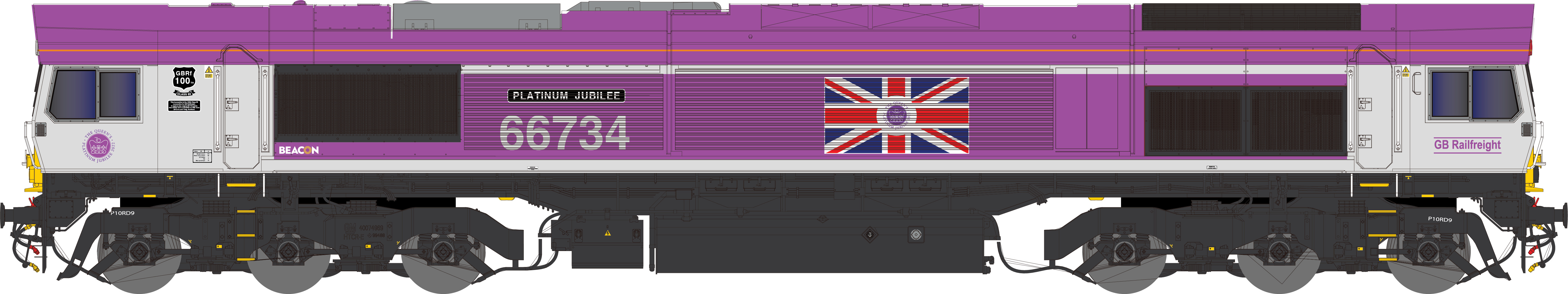 2D-066-006 Class 66 66734 Platinum Jubilee GBRf Pink