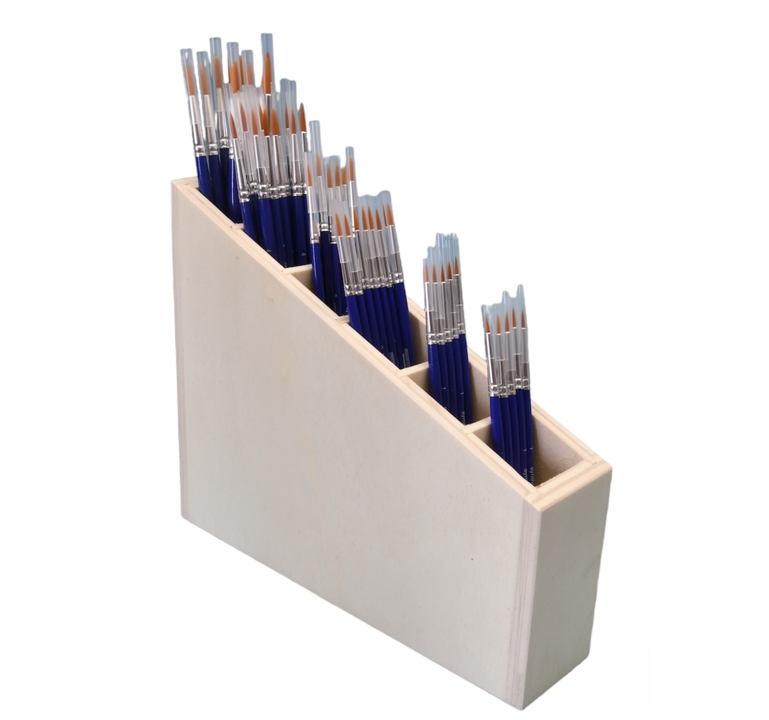 45208 Synthetic Hair Wooden Paint Brush Display With 144 Brushes