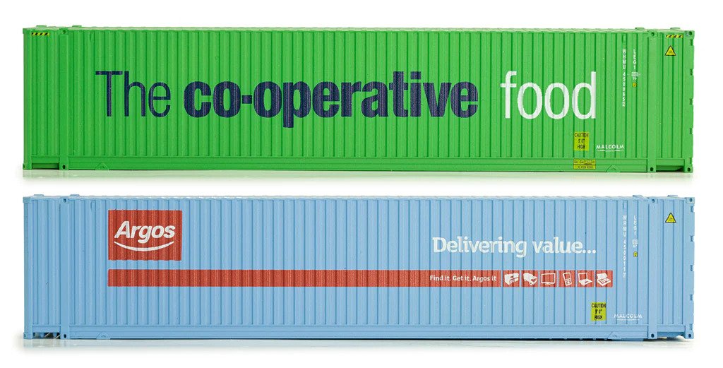 4F-028-002 Dapol 45 Foot Container Hi Cube Twin Pack Argos / Co-op W'thd