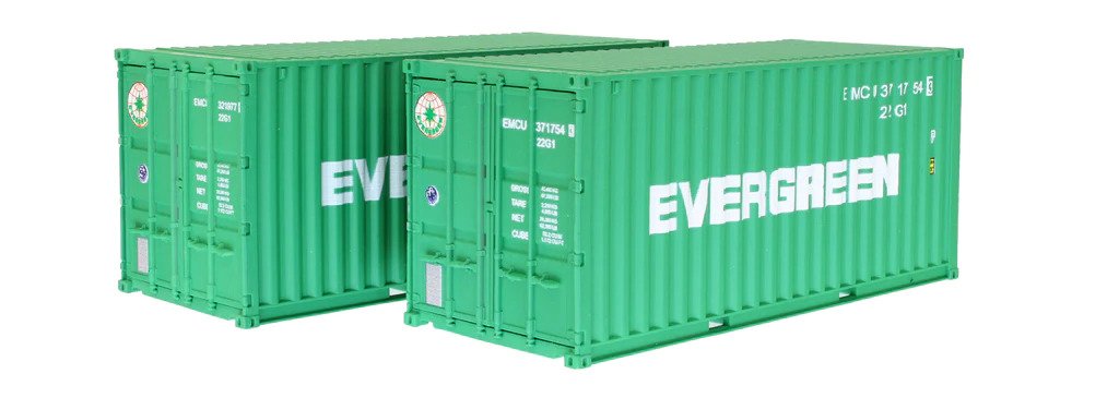 4F-028-055 Dapol Container 20FT EMCU EVERGREEN  Twin Pack75951 5 & 01151 3