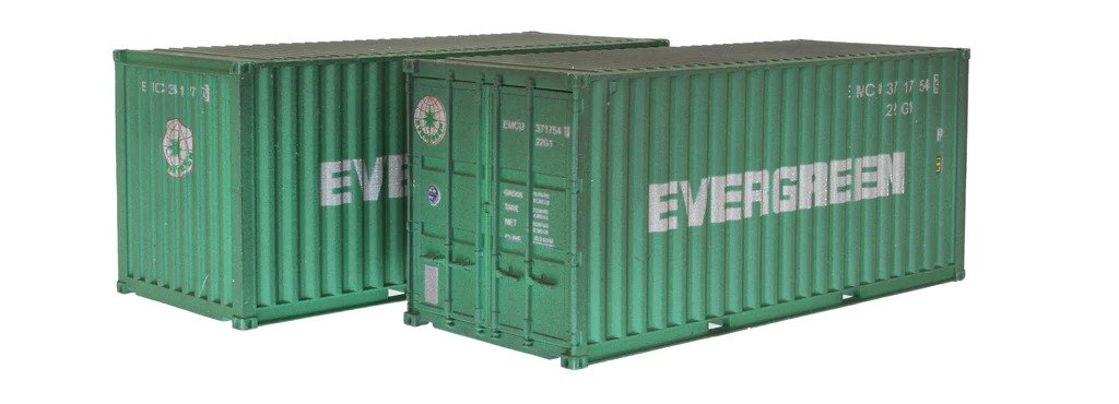 4F-028-056 Dapol Container 20FT EMCU EVERGREEN  Twin Pack75951 & 01151 3 WTHD