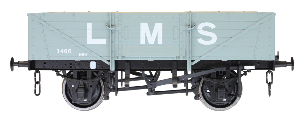 7F-053-012 5 Plank Wagon Corrugated End LMS Grey 3466