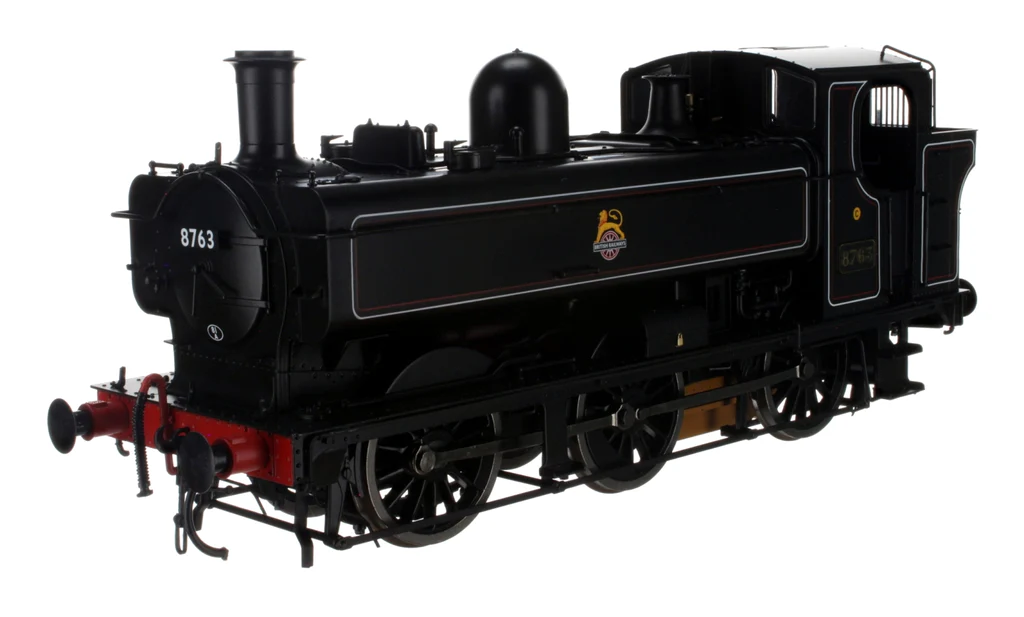 7S-007-012 Class 57xx Pannier 8763 BR Lined Black  Early Crest