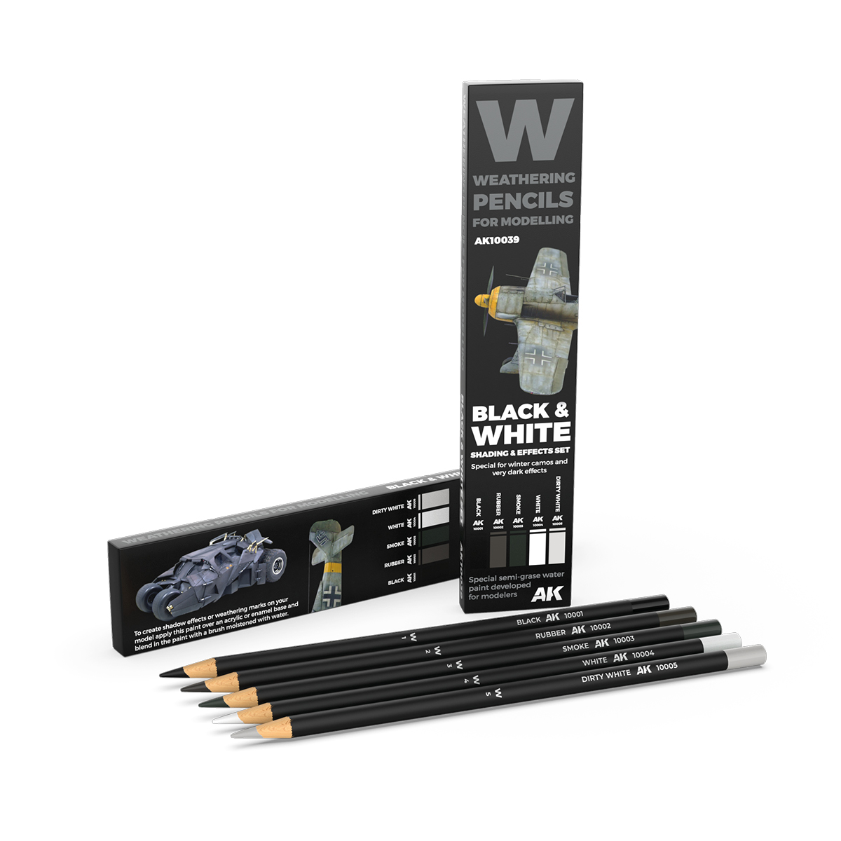 AK10039 AK Interactive WATERCOLOR PENCIL SET BLACK AND WHITE