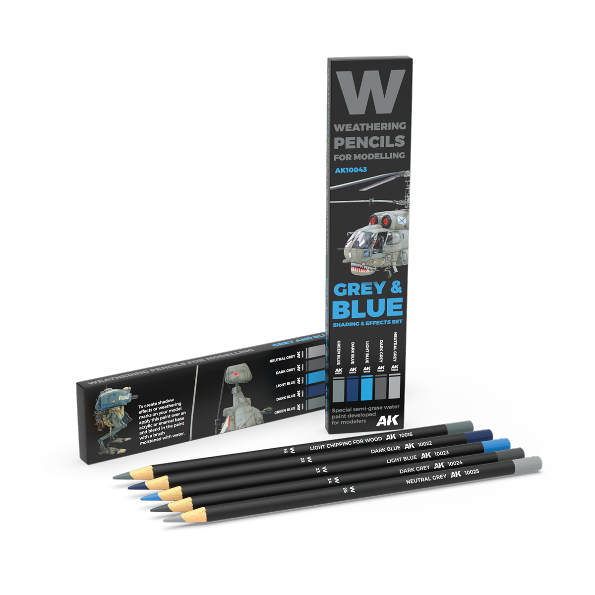 AK10043 AK Interactive WATERCOLOR PENCIL SET GREY AND BLUE CAMOUFLAGES