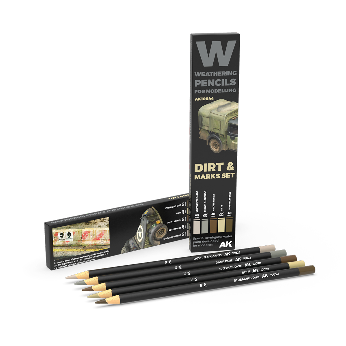 AK10044 AK Interactive WATERCOLOR PENCIL SET SPLASHES, DIRT AND STAINS