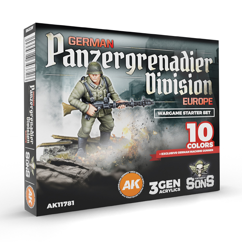 AK11781 AK Interactive GERMAN PANZERGRENADIER DIVISION EUROPE - Starter Set (10 Col