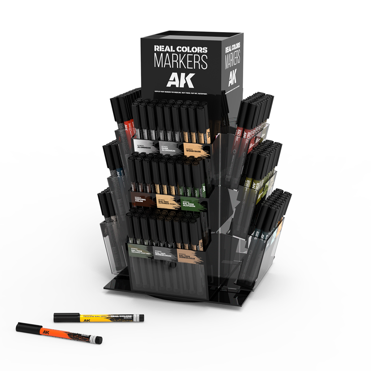 AKEXPRCM AK Interactive REAL COLORS MARKERS ROTATING DISPLAY [32 ref. x 12 units +