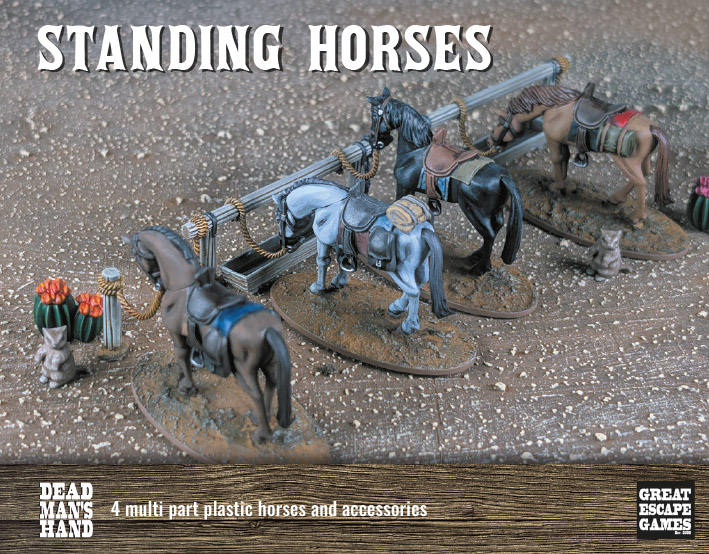 DMHP008 DEAD MAN'S HAND STANDING HORSES PLASTIC SET
