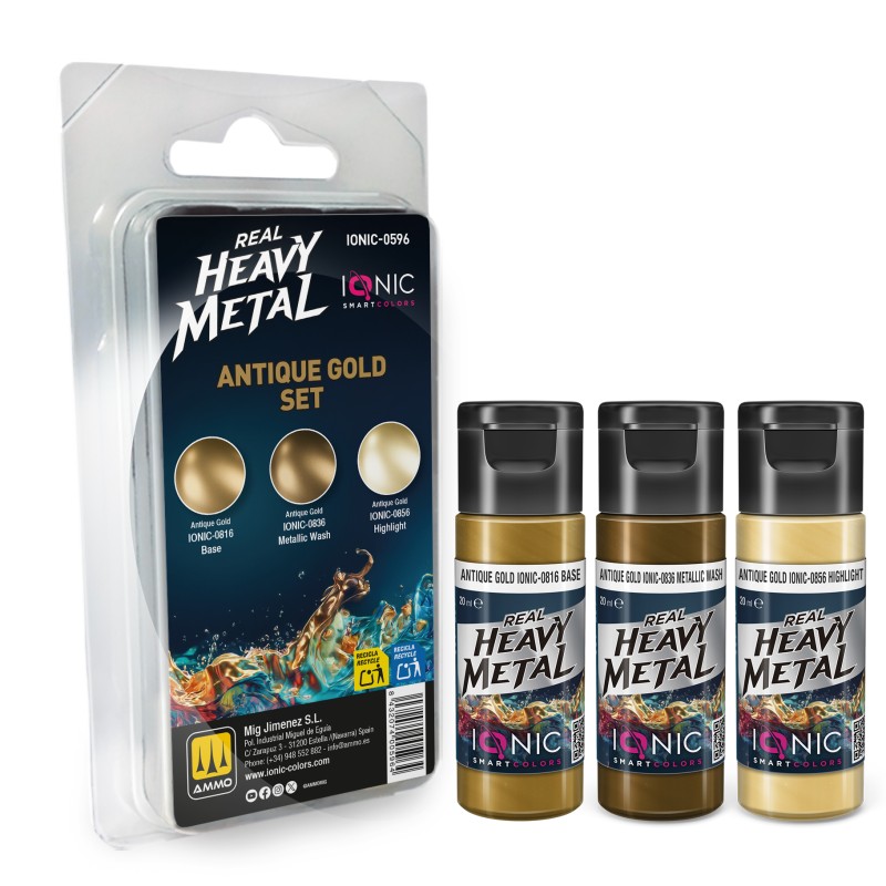 IONIC0596 Real Heavy Metal Antique Gold Set