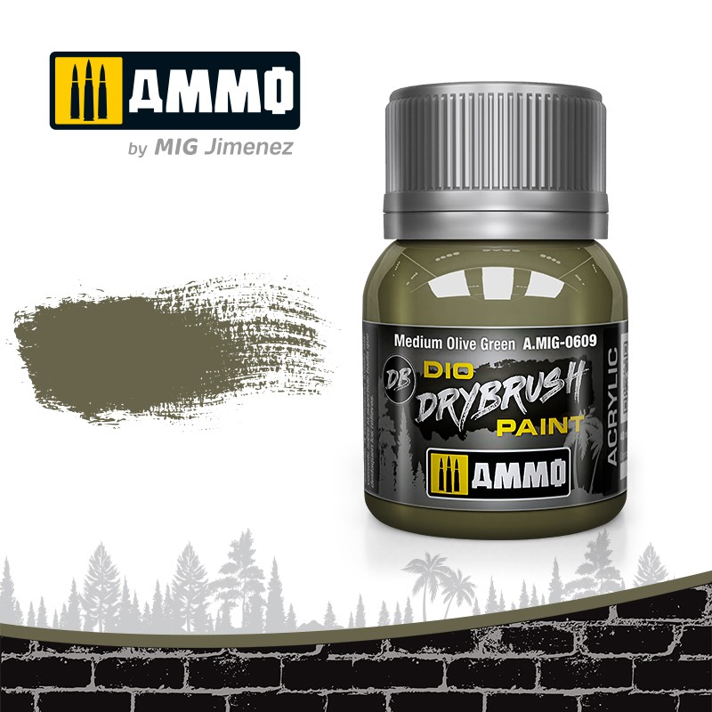 MIG0609 AMMO DRYBRUSH MEDIUM OLIVE GREEN