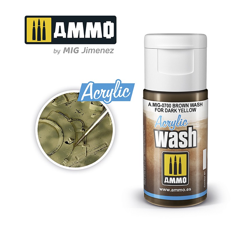 MIG700 Ammo ACRYLIC WASH BROWN FOR DARK YELLOW