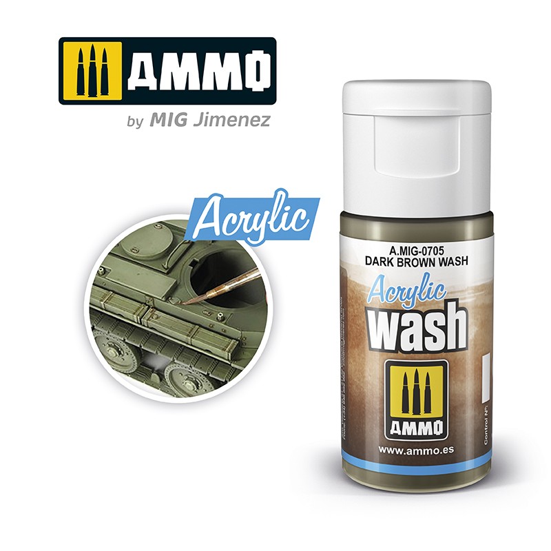 MIG705 Ammo ACRYLIC WASH DARK BROWN