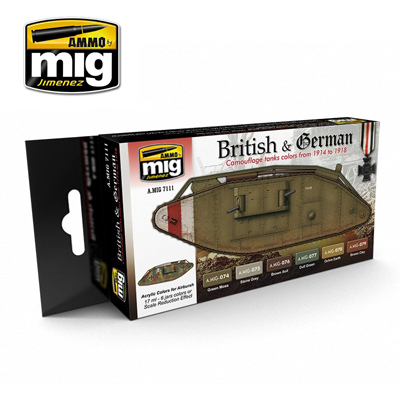 MIG7111 WWI BRITISH & GERMAN ACRYLIC PAINT SET