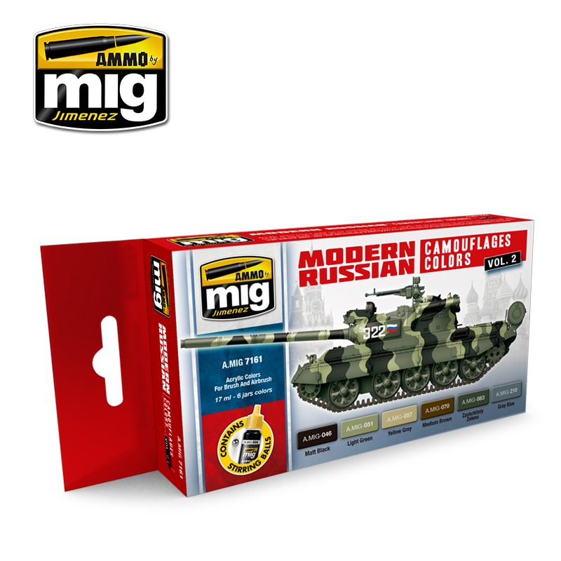 MIG7161 MODERN RUSSIAN CAMOUFLAGE ACRYLIC PAINT SET