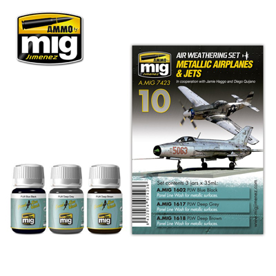 MIG7423 Ammo METALLIC AIRPLANES & JETS WEATHERING SET