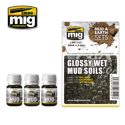 MIG7442 Ammo GLOSSY WET MUD SOILS MUD &  EARTH SET