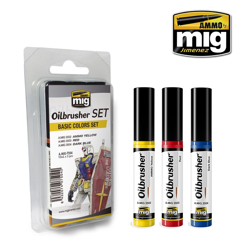 MIG7504 Ammo BASIC COLOURS OILBRUSHER SET