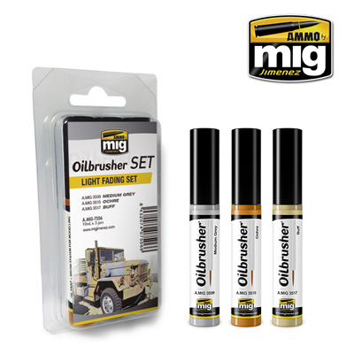 MIG7506 Ammo LIGHT FADING OILBRUSHER SET