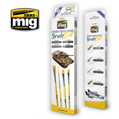 MIG7604 Ammo STREAKING & VERTICAL SURFACES BRUSH SET