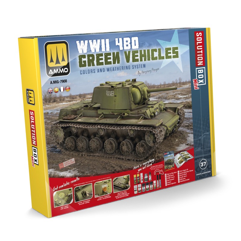 MIG7908 SOLUTION BOX MINI 37 - WWII 4BO Green Vehicles