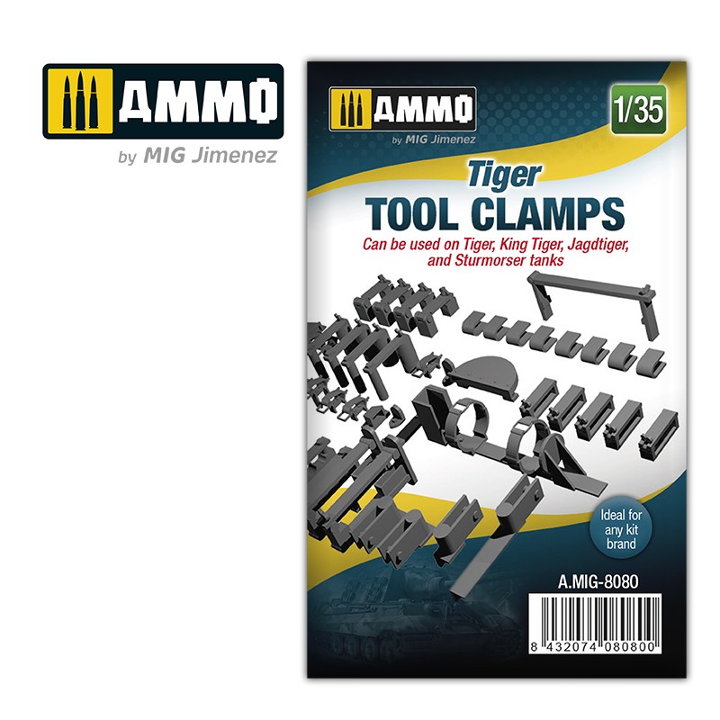 MIG8080 Ammo 1/35 TIGER TANK TOOL CLAMPS