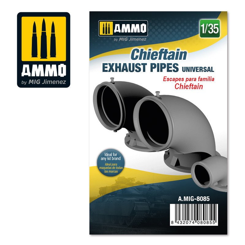 MIG8085 Ammo Chieftain exhaust pipes universal, scale 1/35