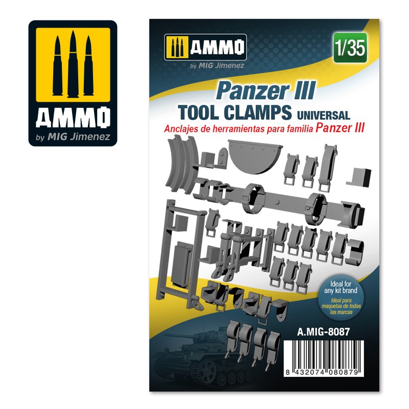 MIG8087 Panzer III tool clamps universal, scale 1/35