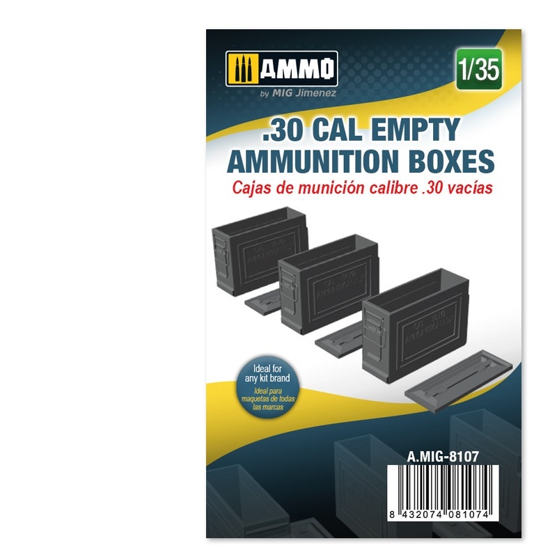 MIG8107 3D PRINTED .30 Cal Empty Ammunition Boxes 1/35