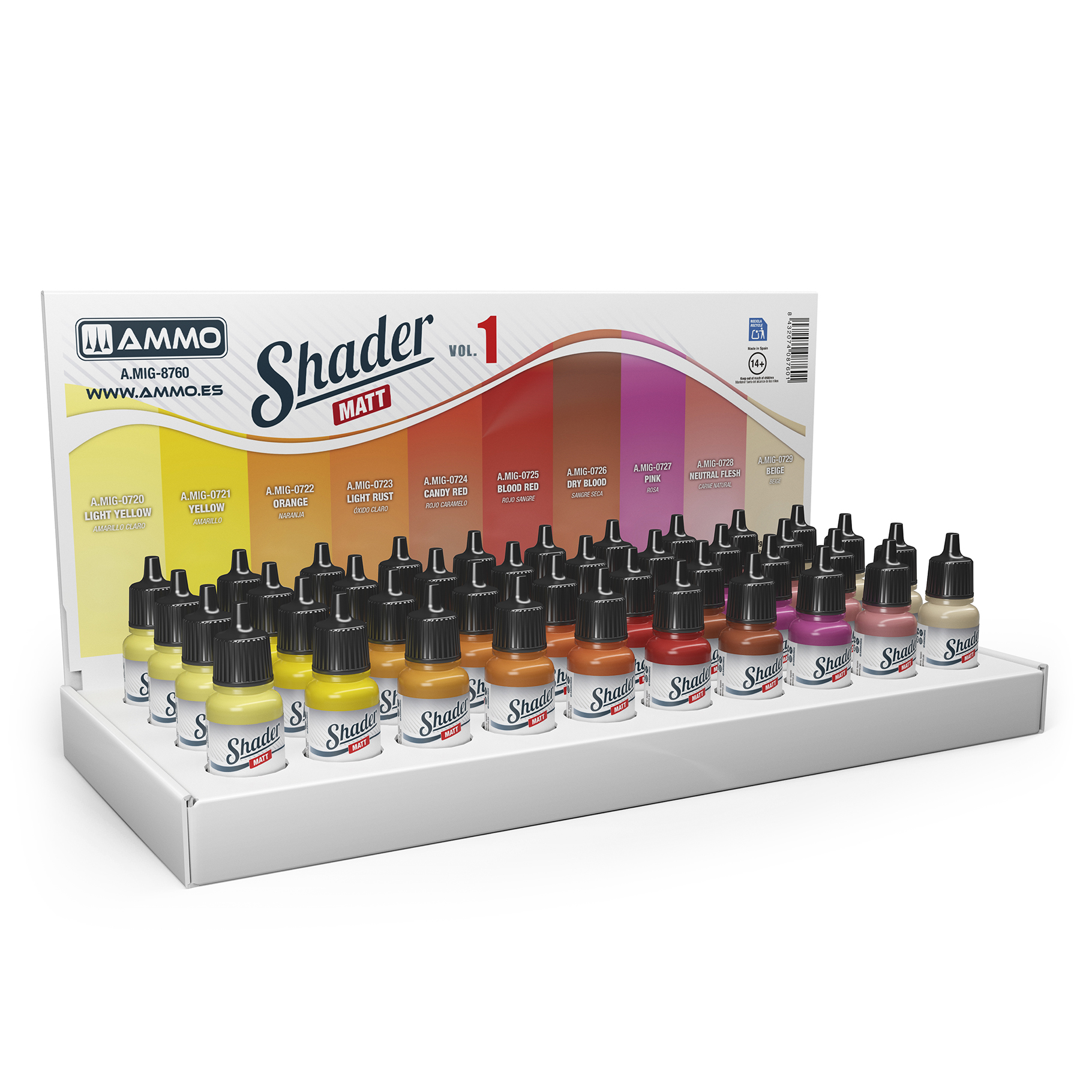 MIG8760 Shader Matt Vol.1 Display (10 each of 17 ml Shaders Matt x 4)