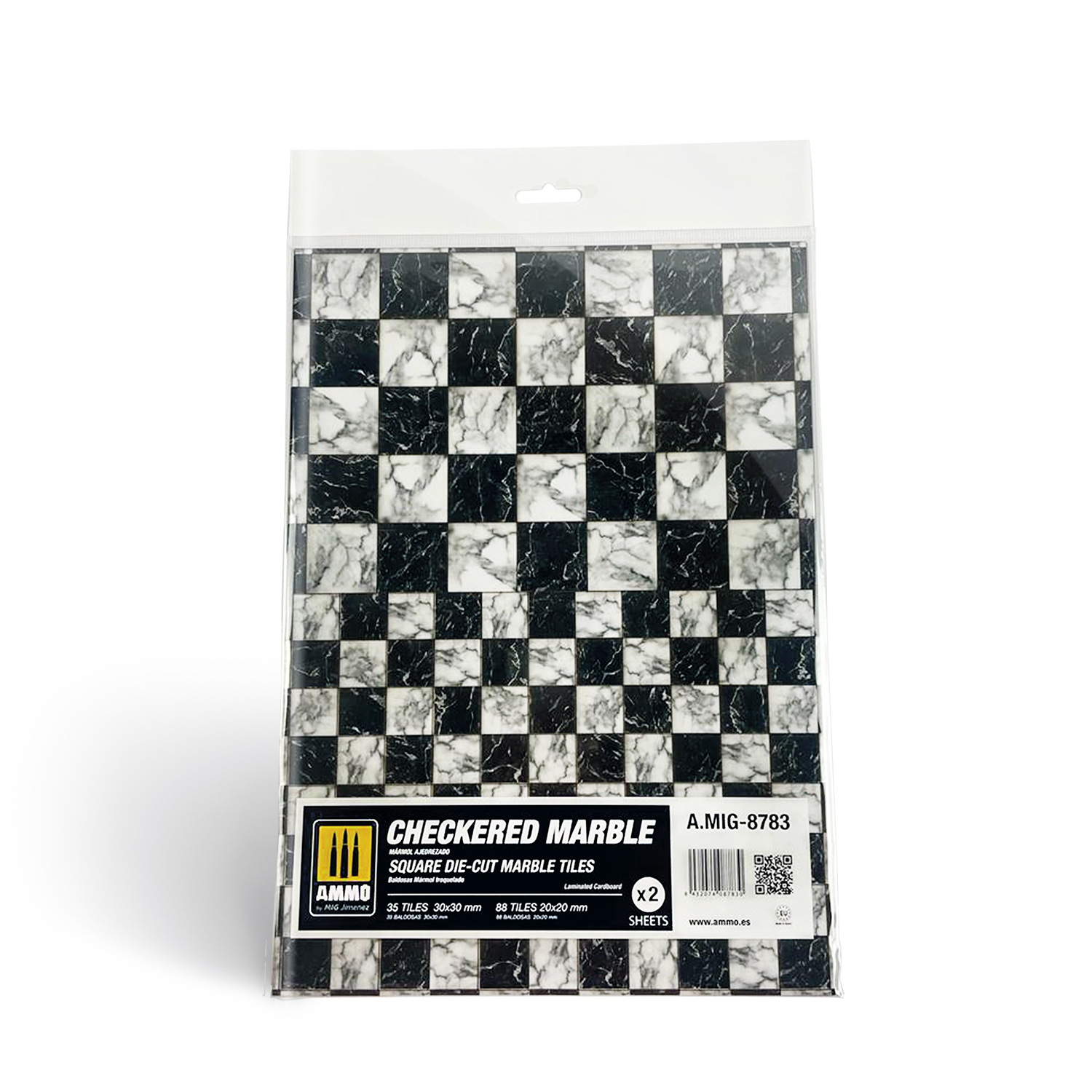 MIG8783 Checkered Marble. Square die-cut marble tiles