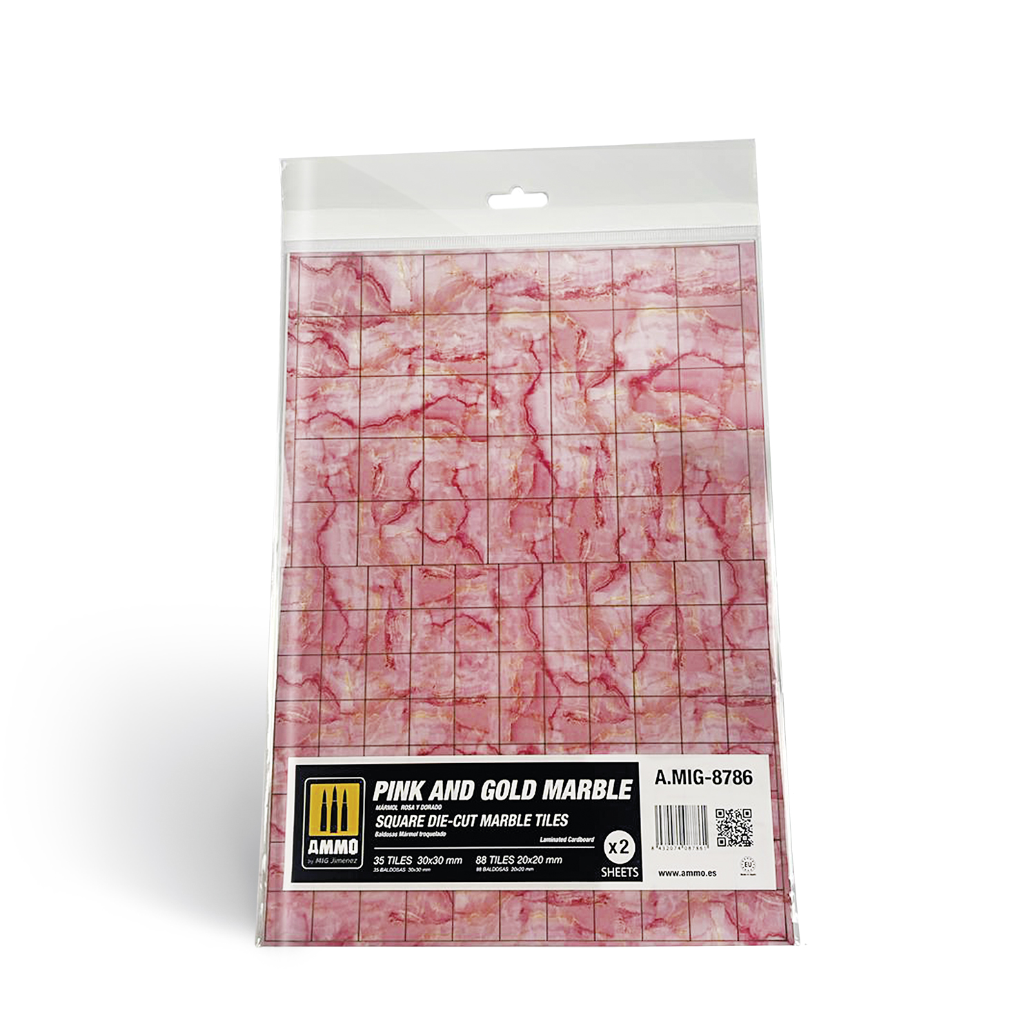 MIG8786 Pink and Gold Marble. Square die-cut marble tiles
