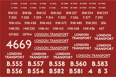 MM4669 OO GAUGE LONDON TRANSPORT WAGON NUMBERS