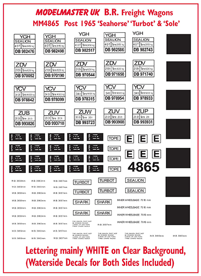 Modelmaster GP06 Decals For BR 1965-90 Engineering Wagons 