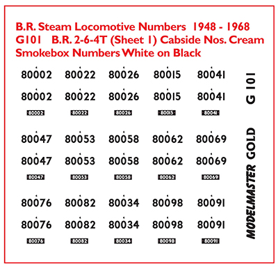 MMG101 Smoke Box Numbers for B.R. Standard 80xxx 2-6-4T.