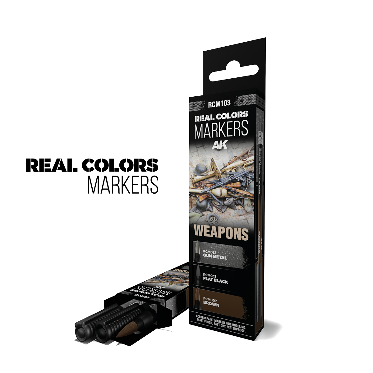 RCM103 AK Interactive WEAPONS - SET 3 REAL COLOURS MARKERS