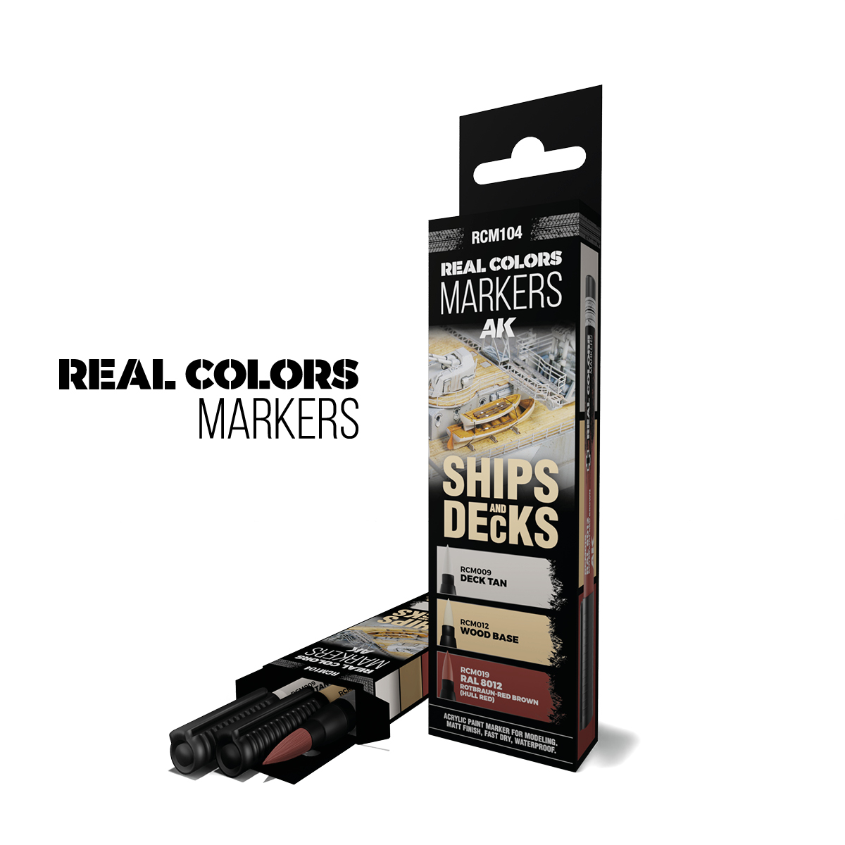 RCM104 AK Interactive SHIPS & DECKS - SET 3 REAL COLOURS MARKERS