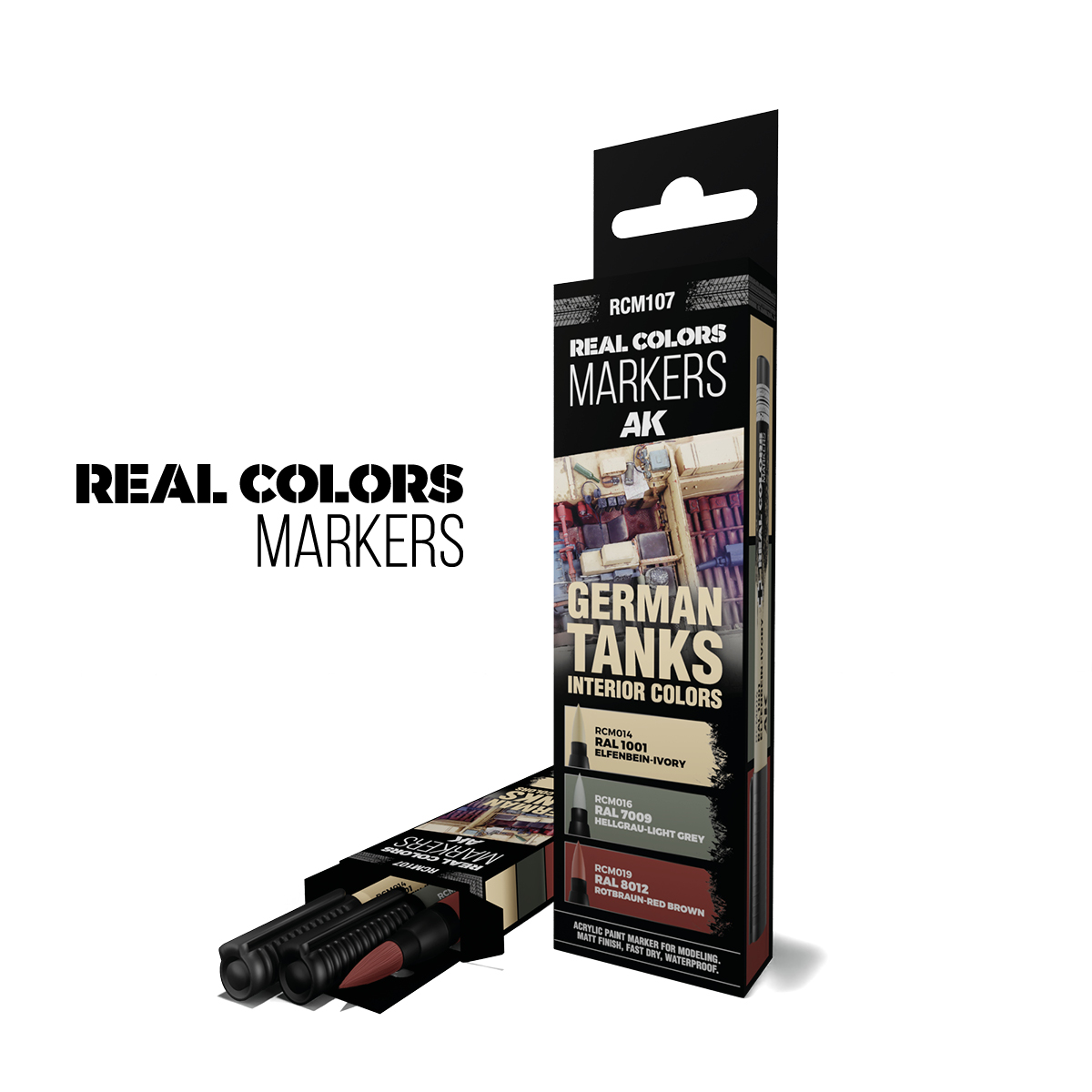 RCM107 AK Interactive GERMAN TANKS INTERIOR COLOURS - SET 3 REAL COLOURS MARKERS